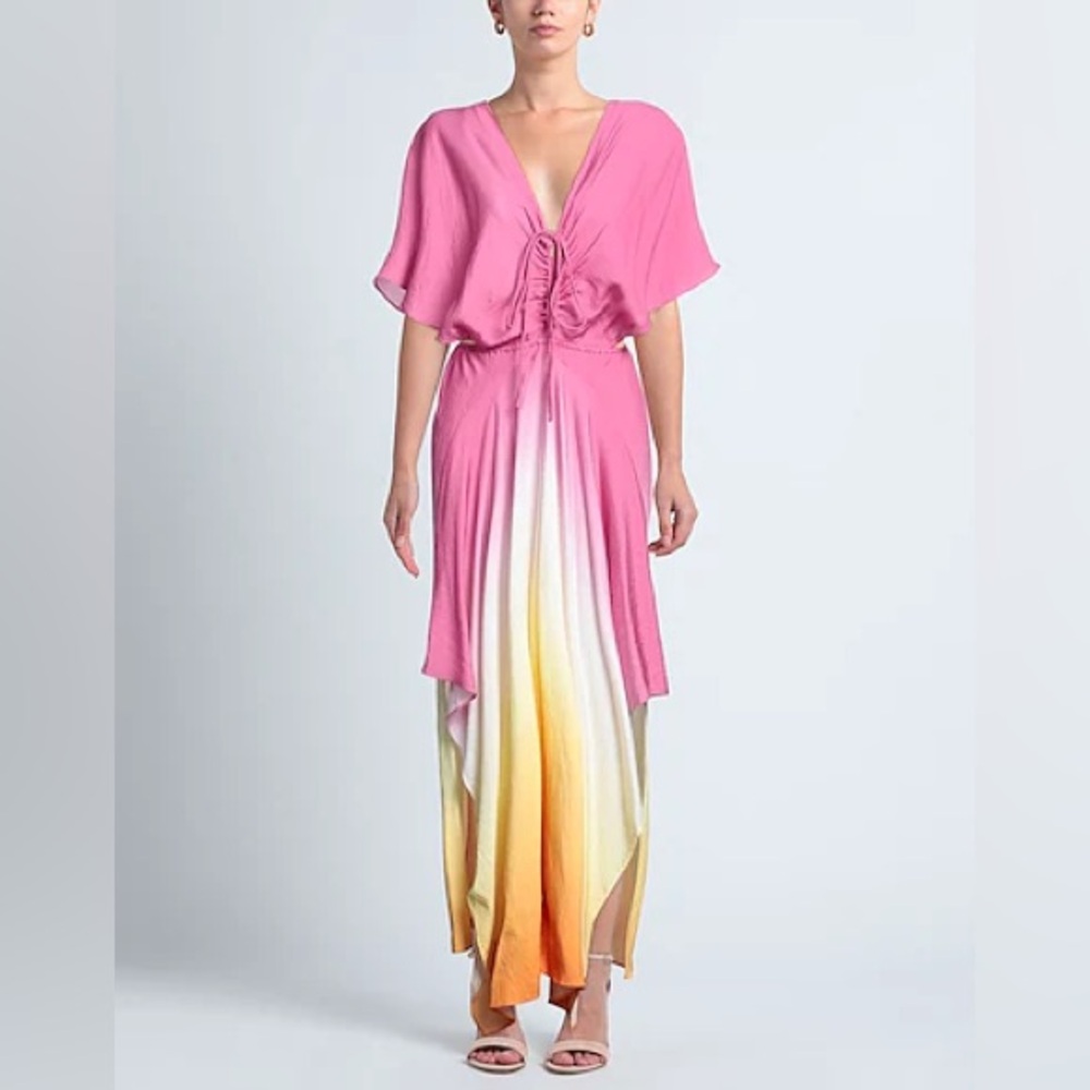 MAJE NWT Pink and Yellow Tie-Dye Scarf Dress Size Small